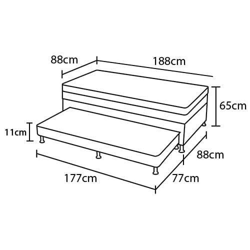 Cama Box Conjugada Solteiro Platinum com Cama Auxiliar 43x88x188cm - Ponta de Estoque 21