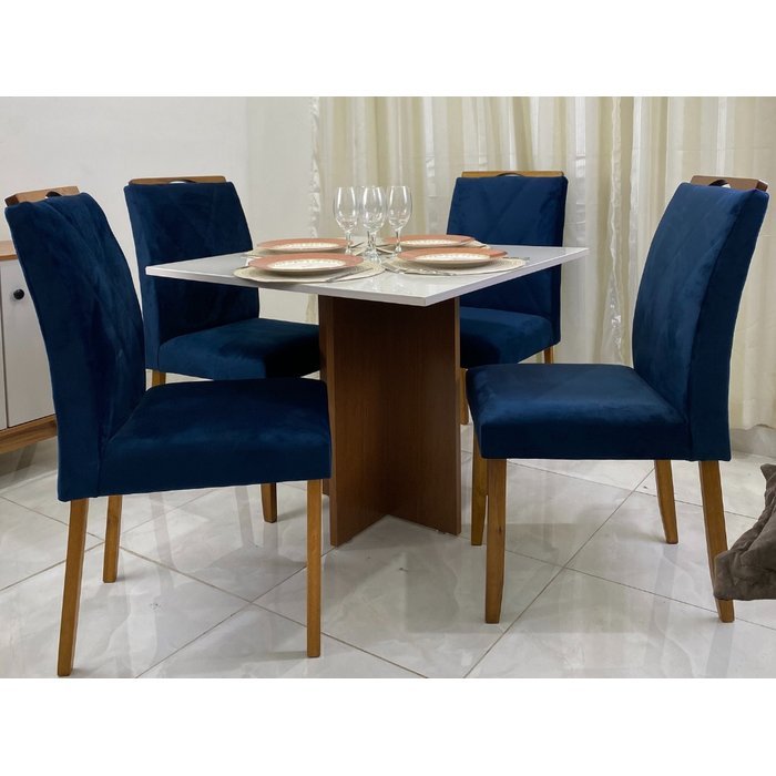 Mesa de Jantar Estados Unidos 0.90x0.90 com 4 Cadeiras Califórnia - Ponta de Estoque 21