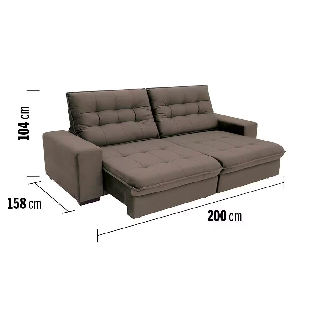 Sofá 3 Lugares Áustria com 200 cm de Largura Retrátil e Reclinável Revestido em Tecido Suede - Ponta de Estoque 21