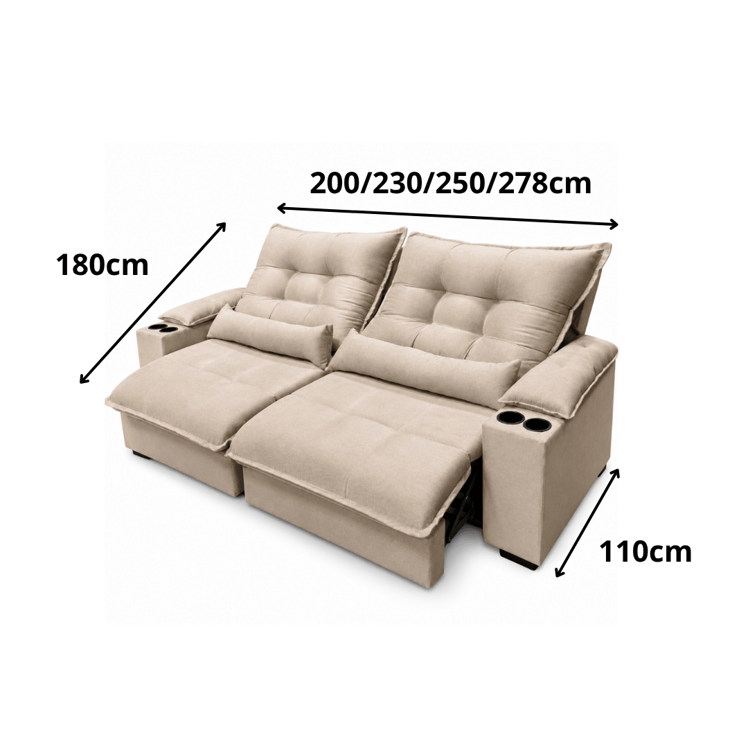 Sofá Retrátil e Reclinável Asti Veludo Premium - P21 Outlet