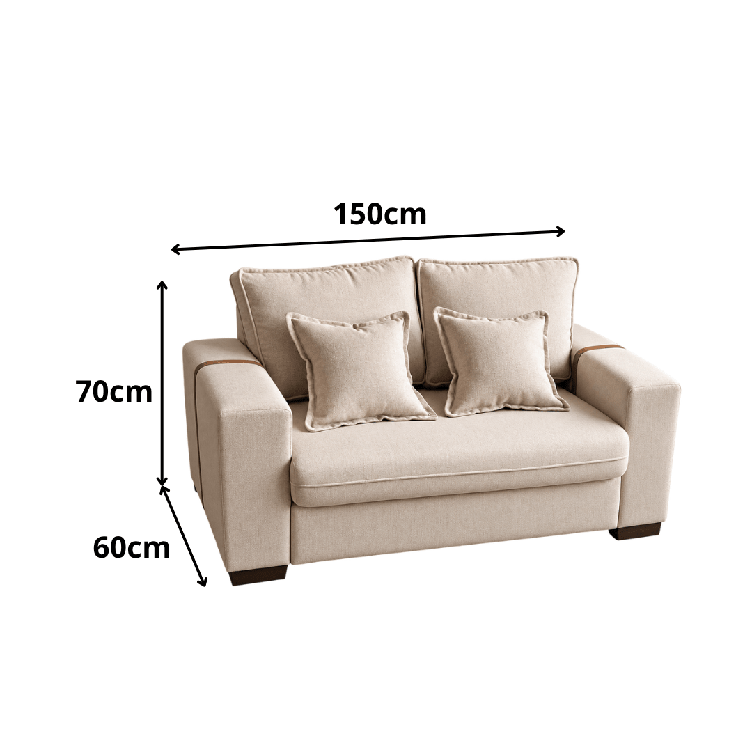 Sofá Fixo Napoli 1.5m Linho Premium - P21 Outlet