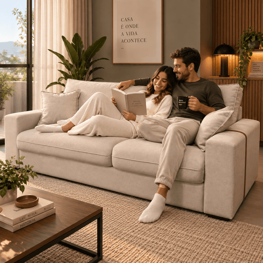 Sofá Fixo Napoli 2m Linho Premium - P21 Outlet