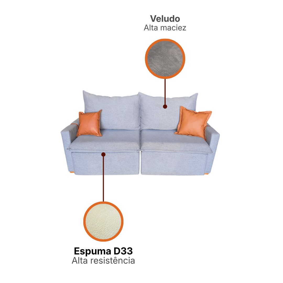 Sofá Retrátil e Reclinável Ferrara Veludo Premium Sem Caixa - P21 Outlet
