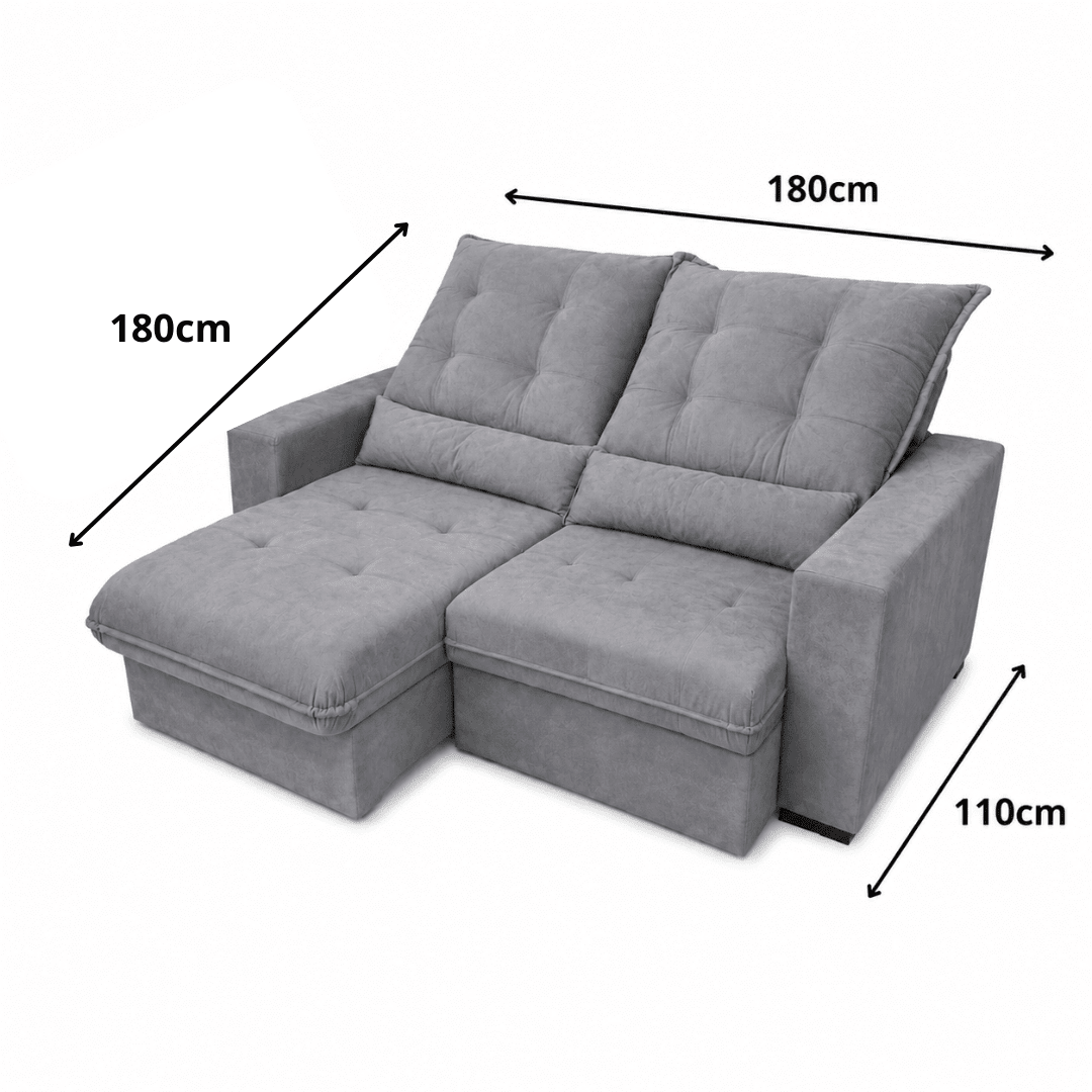 Sofá Retrátil e Reclinável Lazio Veludo Premium - P21 Outlet