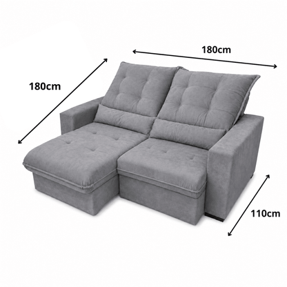 Sofá Retrátil e Reclinável Lazio Veludo Premium - P21 Outlet