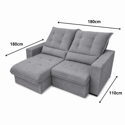 Sofá Retrátil e Reclinável Lazio Veludo Premium - P21 Outlet