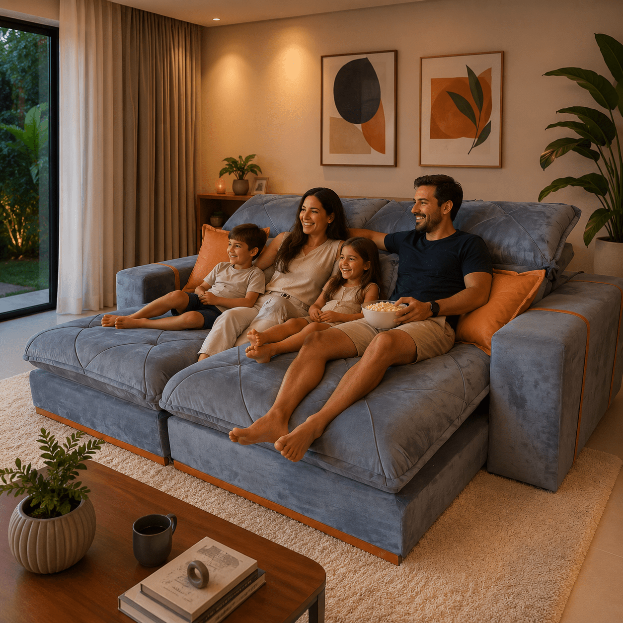 Sofá Retrátil e Reclinável Monte Carlo Linho Premium - P21 Outlet