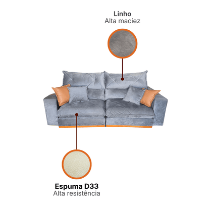 Sofá Retrátil e Reclinável Monte Carlo Linho Premium - P21 Outlet
