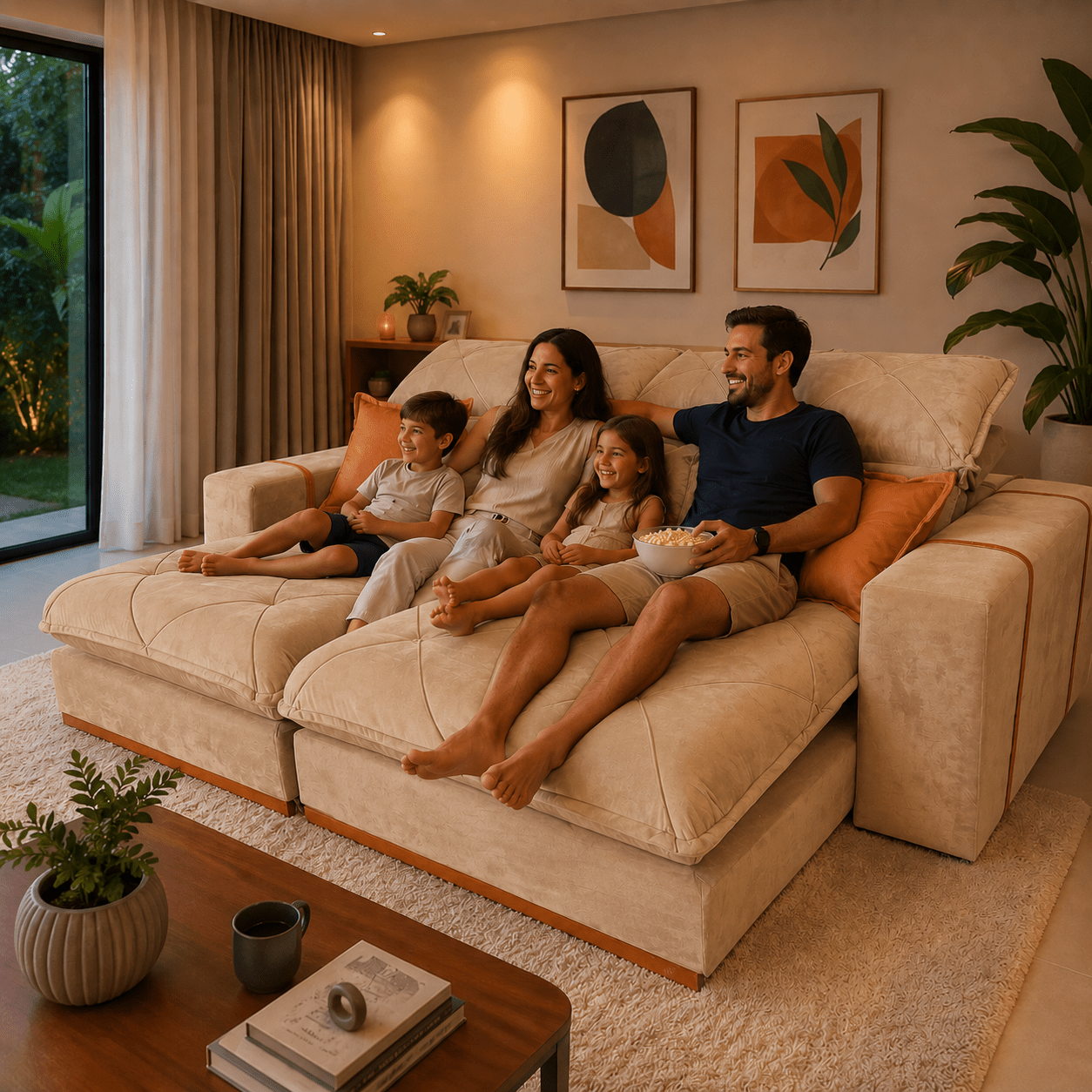 Sofá Retrátil e Reclinável Monte Carlo Linho Premium - P21 Outlet