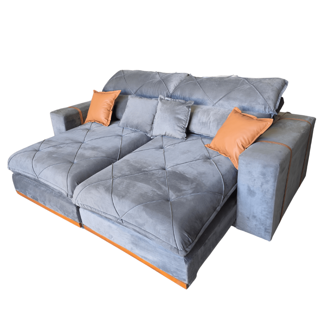 Sofá Retrátil e Reclinável Monte Carlo Veludo Premium - Ponta de Estoque 21