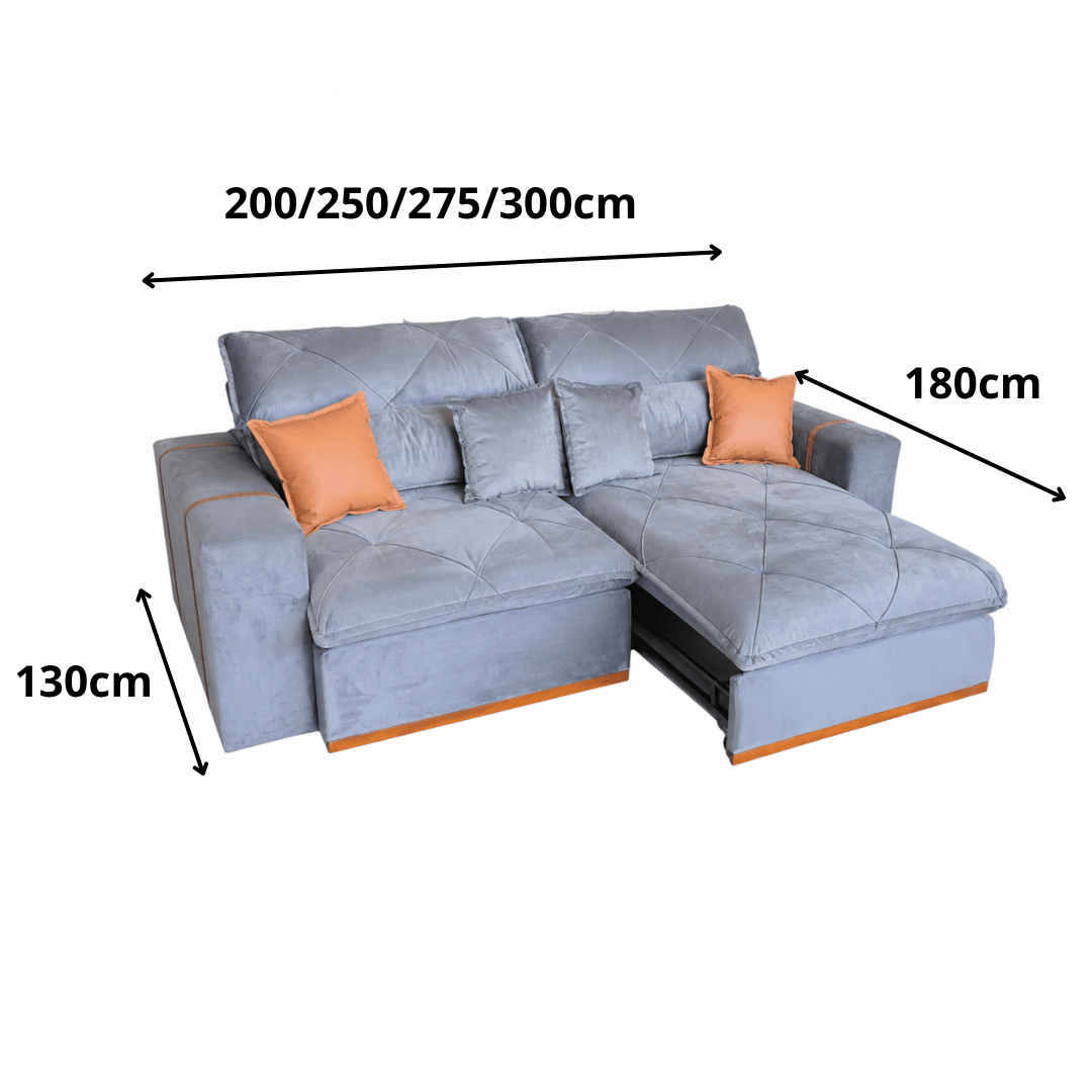 Sofá Retrátil e Reclinável Monte Carlo Veludo Premium - P21 Outlet