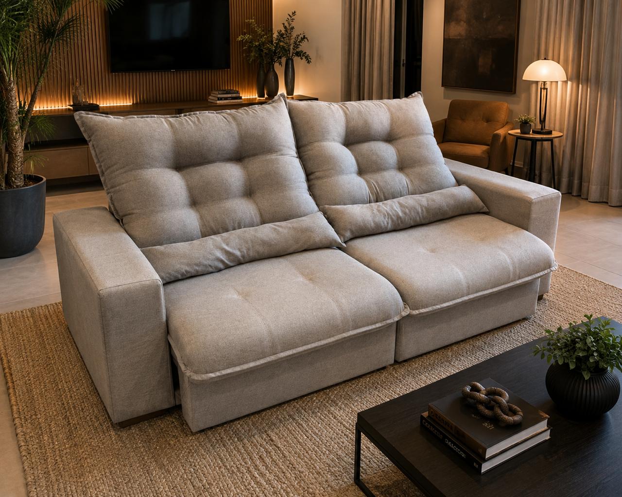 Sofá Retrátil e Reclinável Torino Linho Premium - P21 Outlet