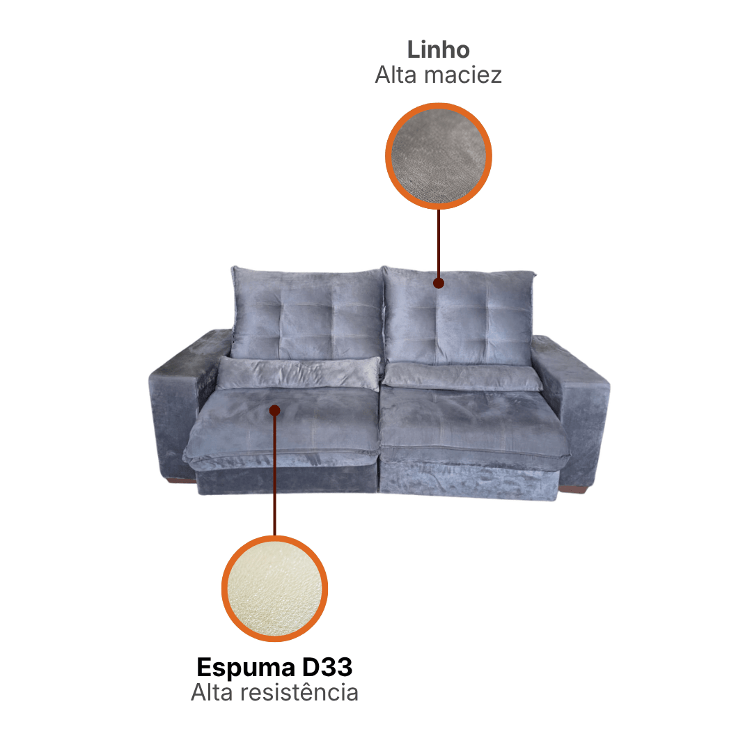 Sofá Retrátil e Reclinável Torino Linho Premium - P21 Outlet