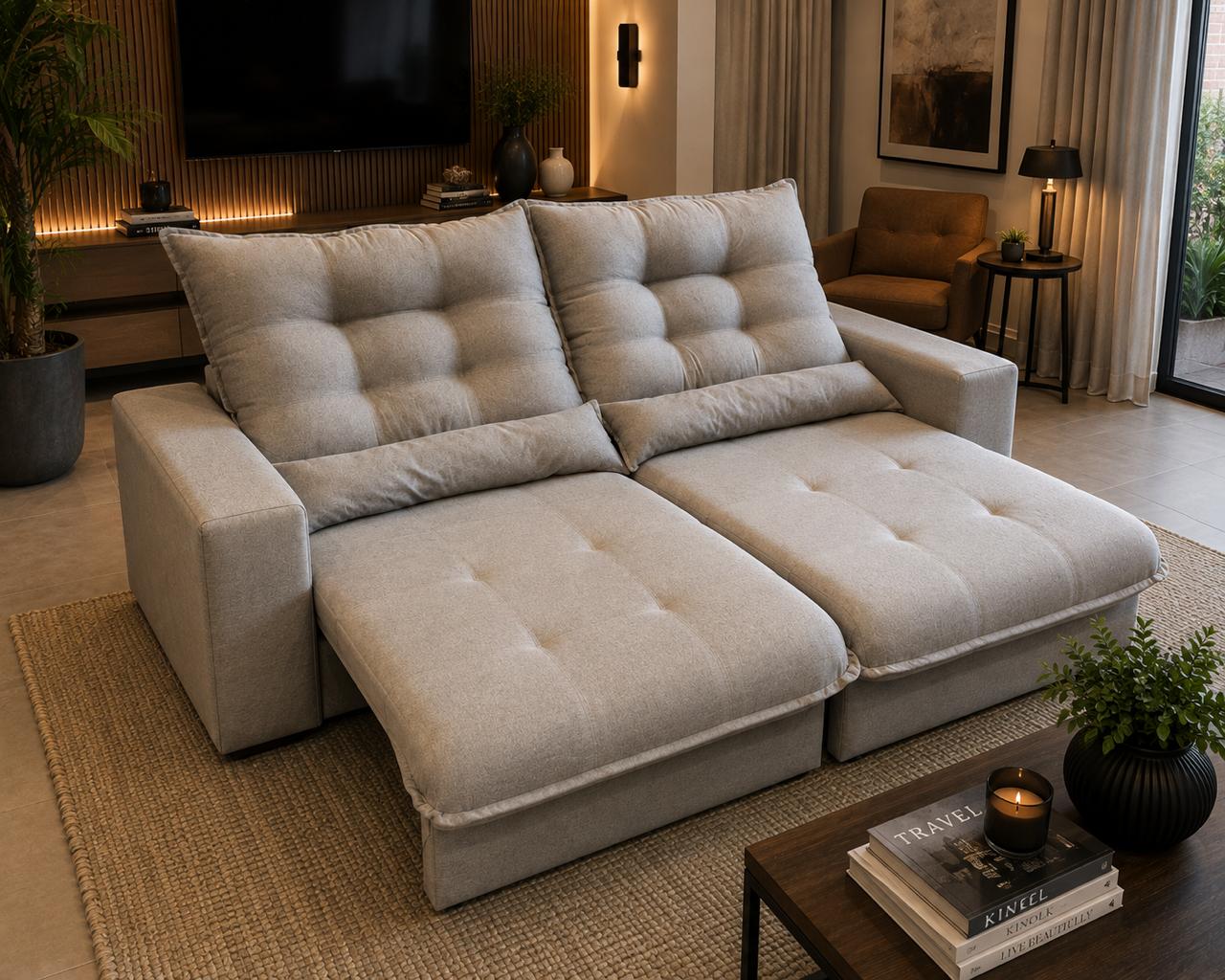 Sofá Retrátil e Reclinável Torino Linho Premium - P21 Outlet