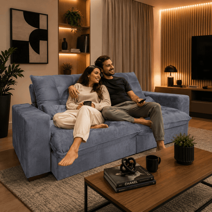 Sofá Retrátil e Reclinável Torino Linho Premium - P21 Outlet