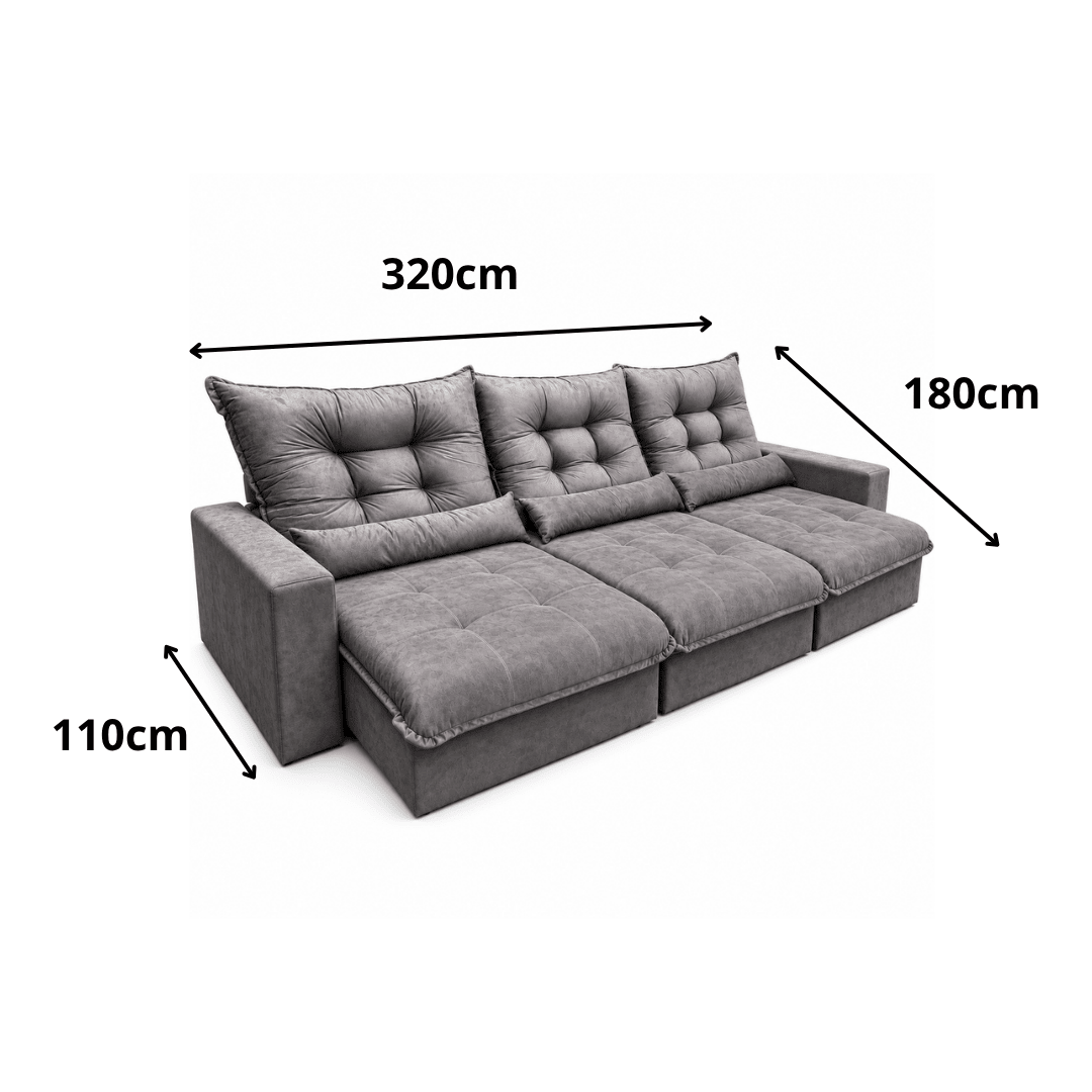 Sofá Retrátil e Reclinável Torino Linho Premium - P21 Outlet