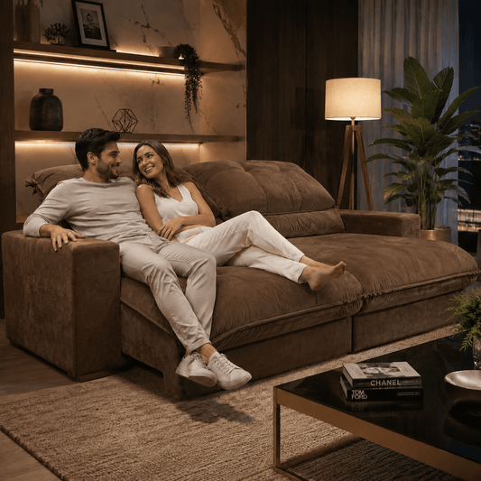 Sofá Retrátil e Reclinável Torino Veludo Premium - P21 Outlet