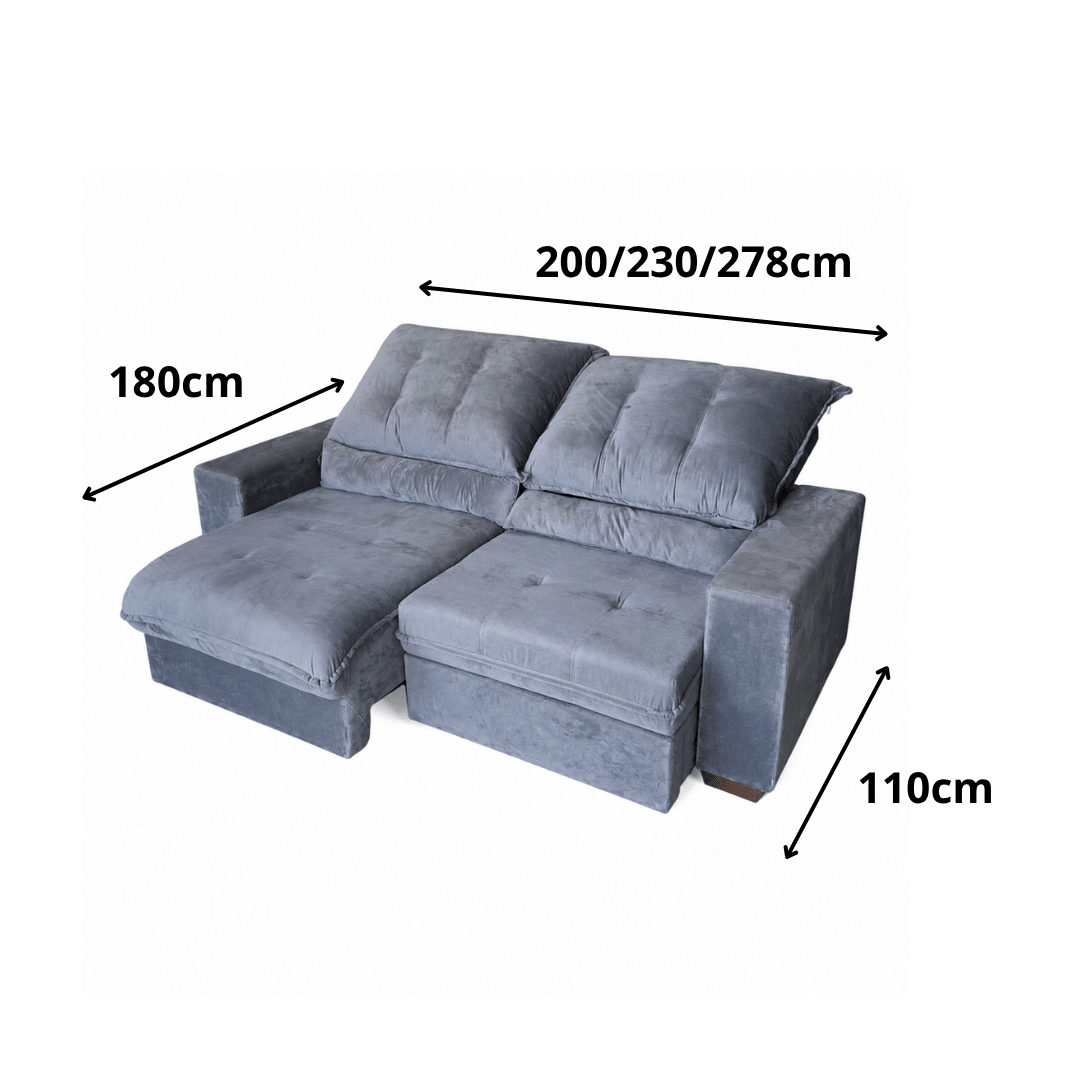 Sofá Retrátil e Reclinável Torino Veludo Premium - P21 Outlet